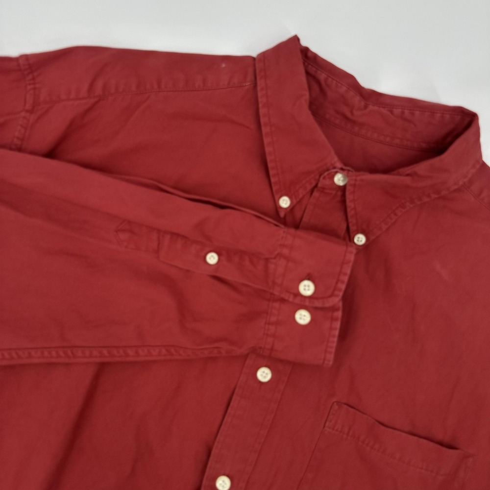 Eddie Bauer Shirt‎ Mens 2XL Red Button Down Long Sleeve Cotton Pocket Casual